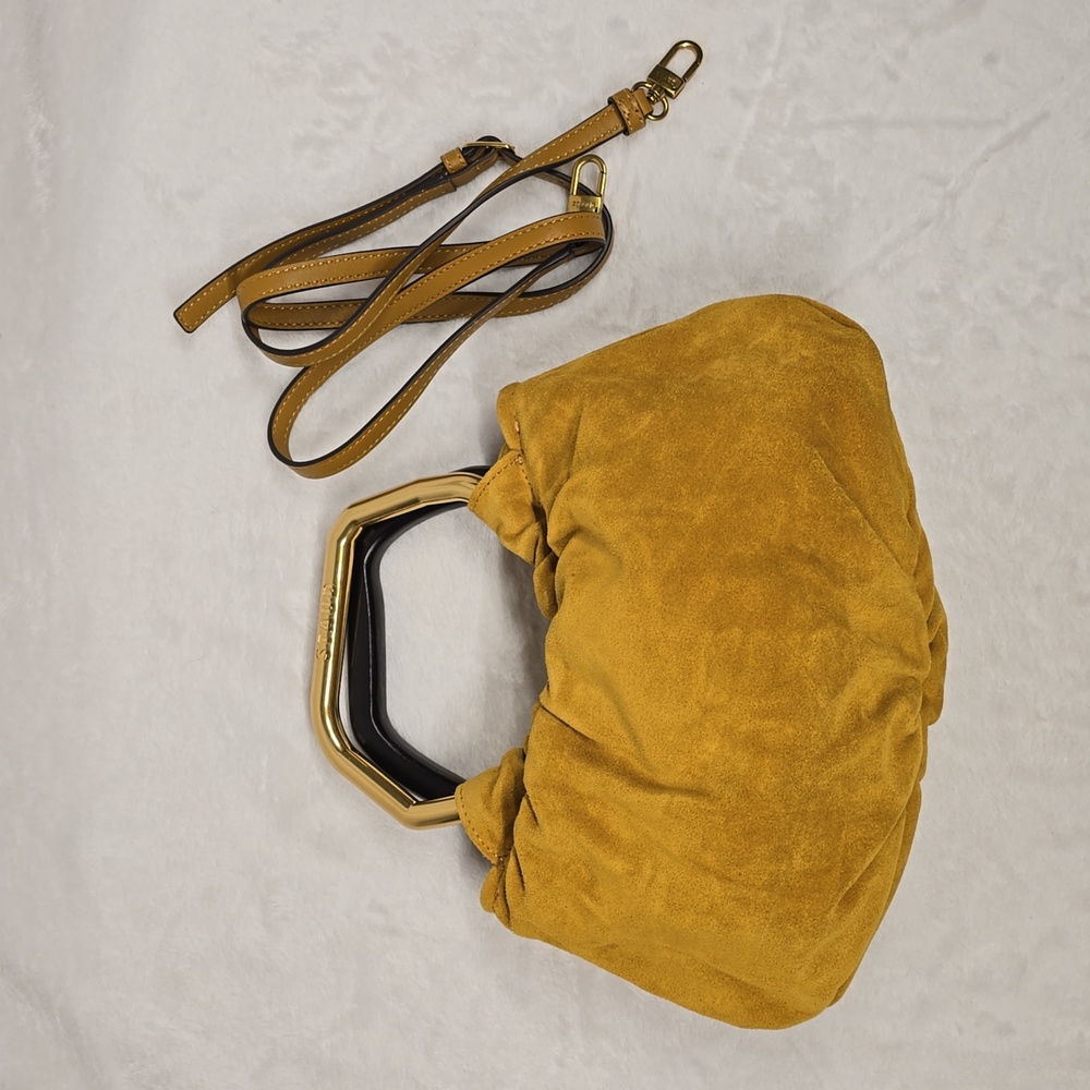 STAUD Camille Suede Crossbody Bag in Ocher